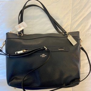 NWT Coach NY Black Pebble Leather Crossbody Purse